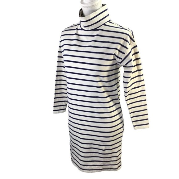 Vineyard Vines Striped Dress Funnel Neck Cotton XXS Pullover 2q2568 Blue Cream - Picture 1 of 10